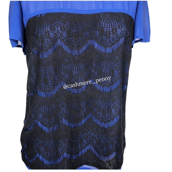 INC International Concepts Blue Black Lace Top - Picture 8 of 8
